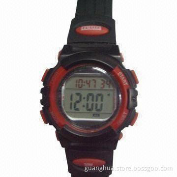 Timer watch with stopwatch, EI back-light and dual time display function
